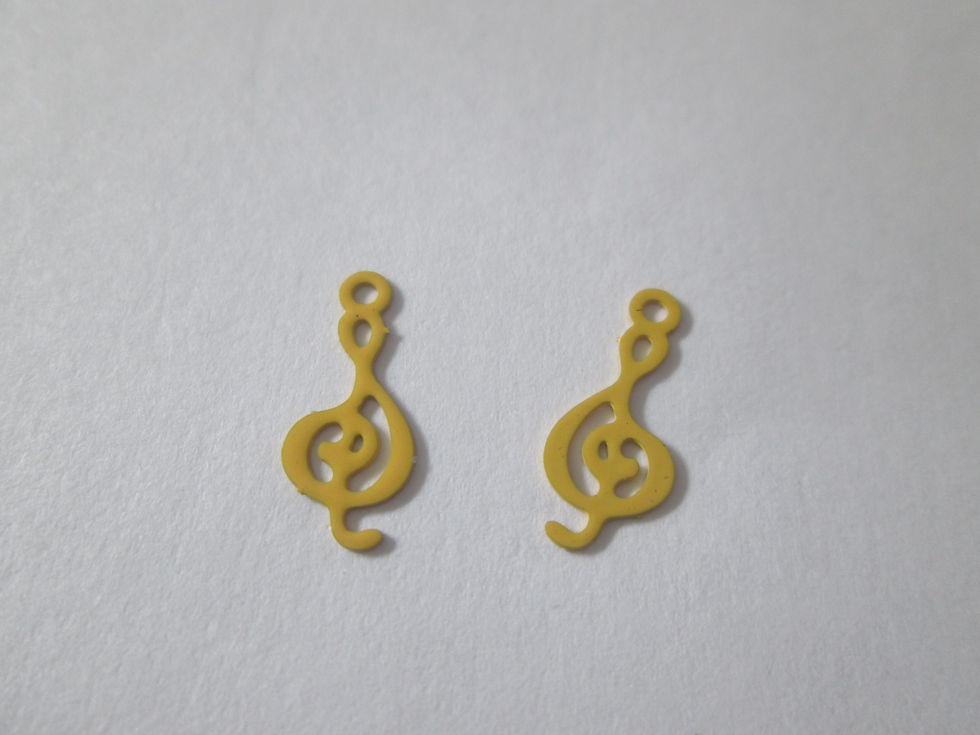 Thumbnail: 10 treble clef prints - 14 x 6 mm - brass - 5 colors to choose from