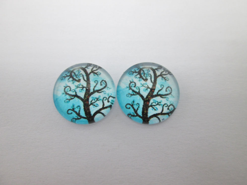 Thumbnail: 12 mm - 2 tree of life glass cabochons - 12 models