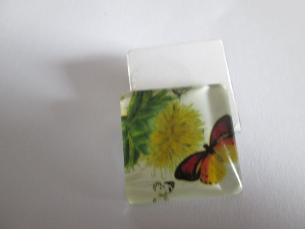 Miniatura: 25 mm - cabochon verre carré papillon - 12 modèles
