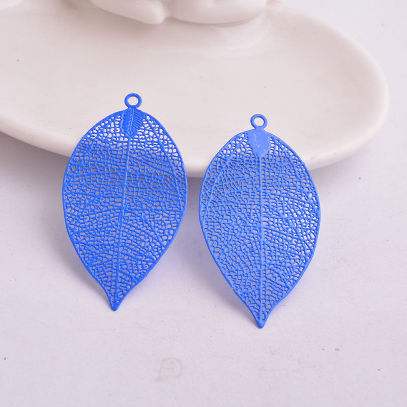 Miniatura: 2 estampes feuilles  49 x 26 mm - laiton peint - 15 coloris