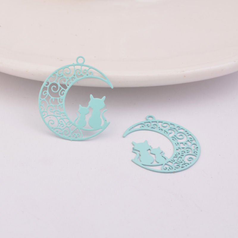 Thumbnail: 2 cat prints - 25 x 21 mm - brass - 10 colors to choose from