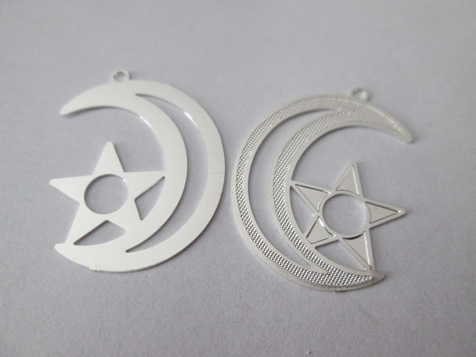 Miniature : 2 estampes croissant de lune et étoile  - 25 x 19 mm - 10 coloris - laiton