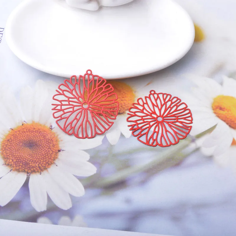 Miniatura: 2 estampes fleurs - 38 x 36 mm - 10 coloris - laiton