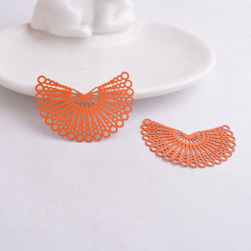 Miniatura: 2 estampes éventail - 40 x 28 mm  - laiton peint -  9 coloris