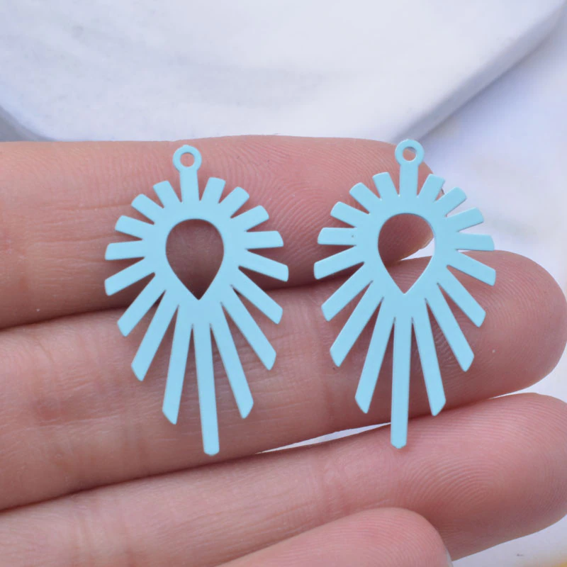 Miniature : 2 estampes gouttes ajourées - 29 x 17 mm -  laiton -  15 coloris