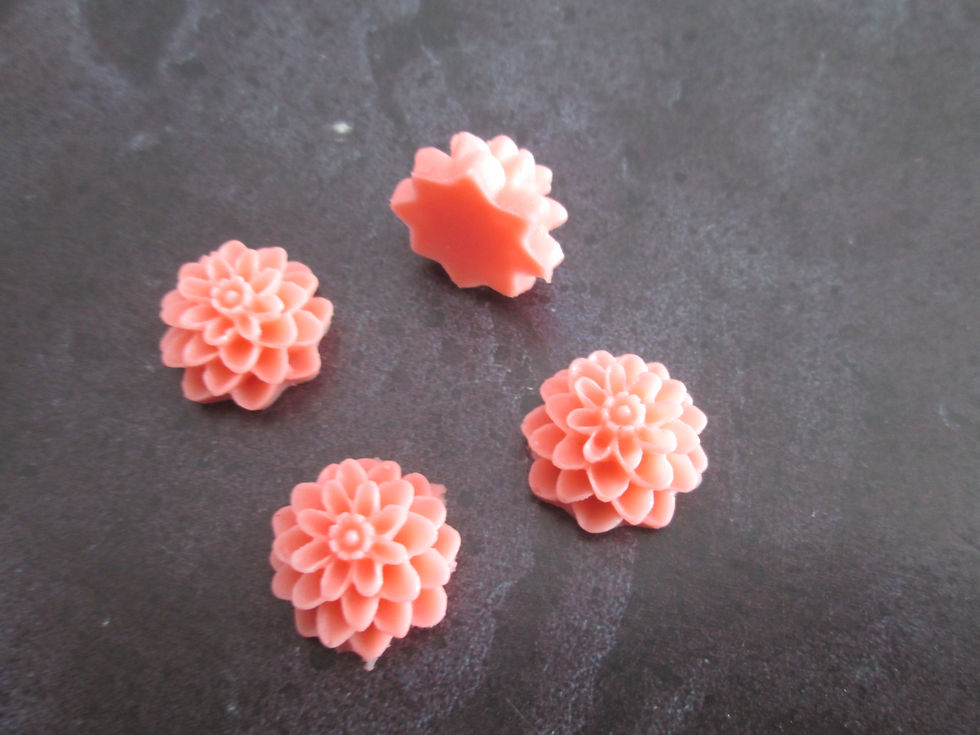 Miniature : 2 cabochons fleur dahlia - 15 mm - en résine -  15 coloris