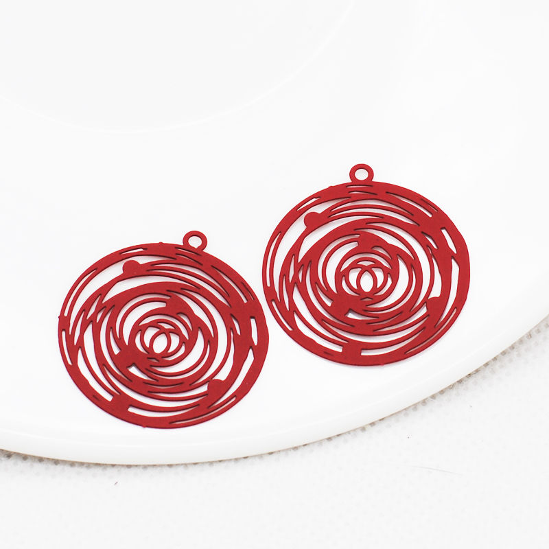 Miniatura: 2 estampes rondes à spirales - 29 x 26 mm  -  laiton -  10 coloris