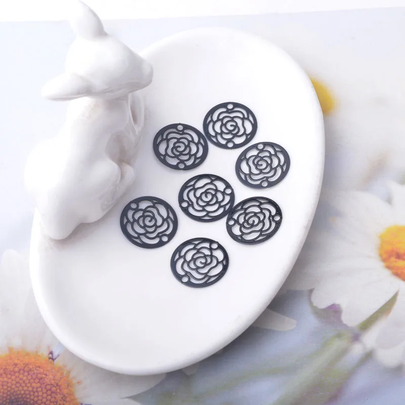 Miniature : 4 estampes connecteurs fleurs - 15 mm - 10 coloris - laiton