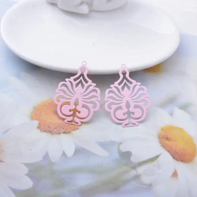 Miniature : 2 estampes gouttes filigranes - 37 x 26 mm - laiton - 12 coloris