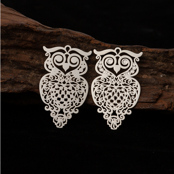 Miniature : 2 estampes hibou - acier inoxydable - 39 x 23 mm - 4 coloris