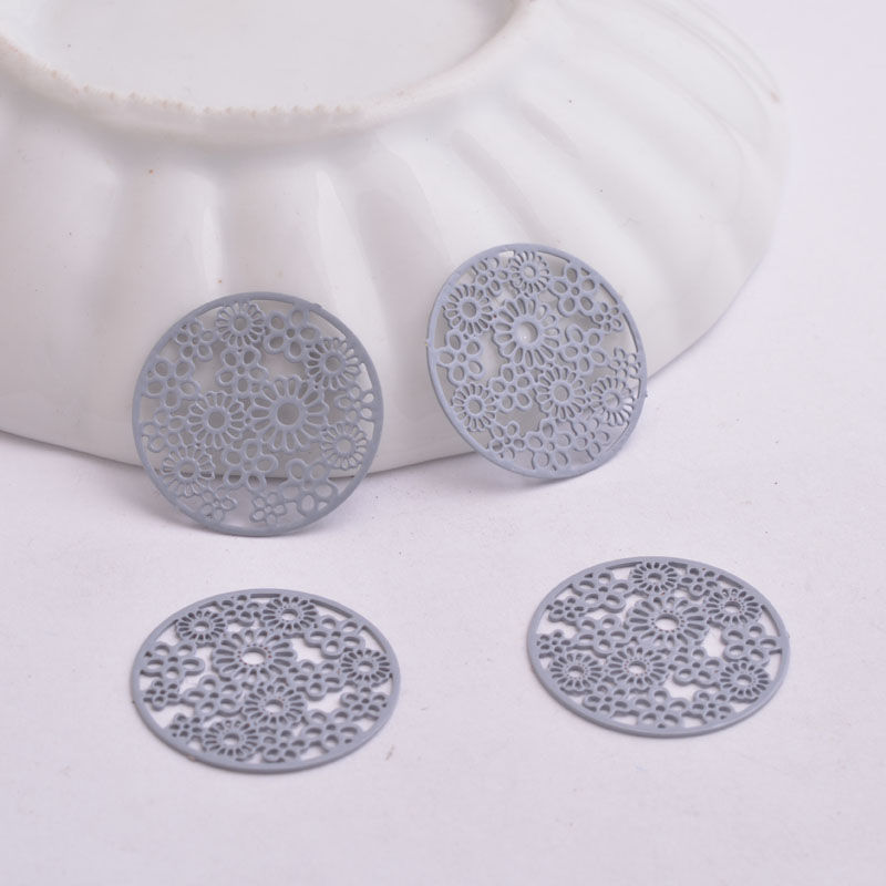 Miniatura: 2 estampes rondes filigranes - 20 mm  - laiton -  12 coloris au choix