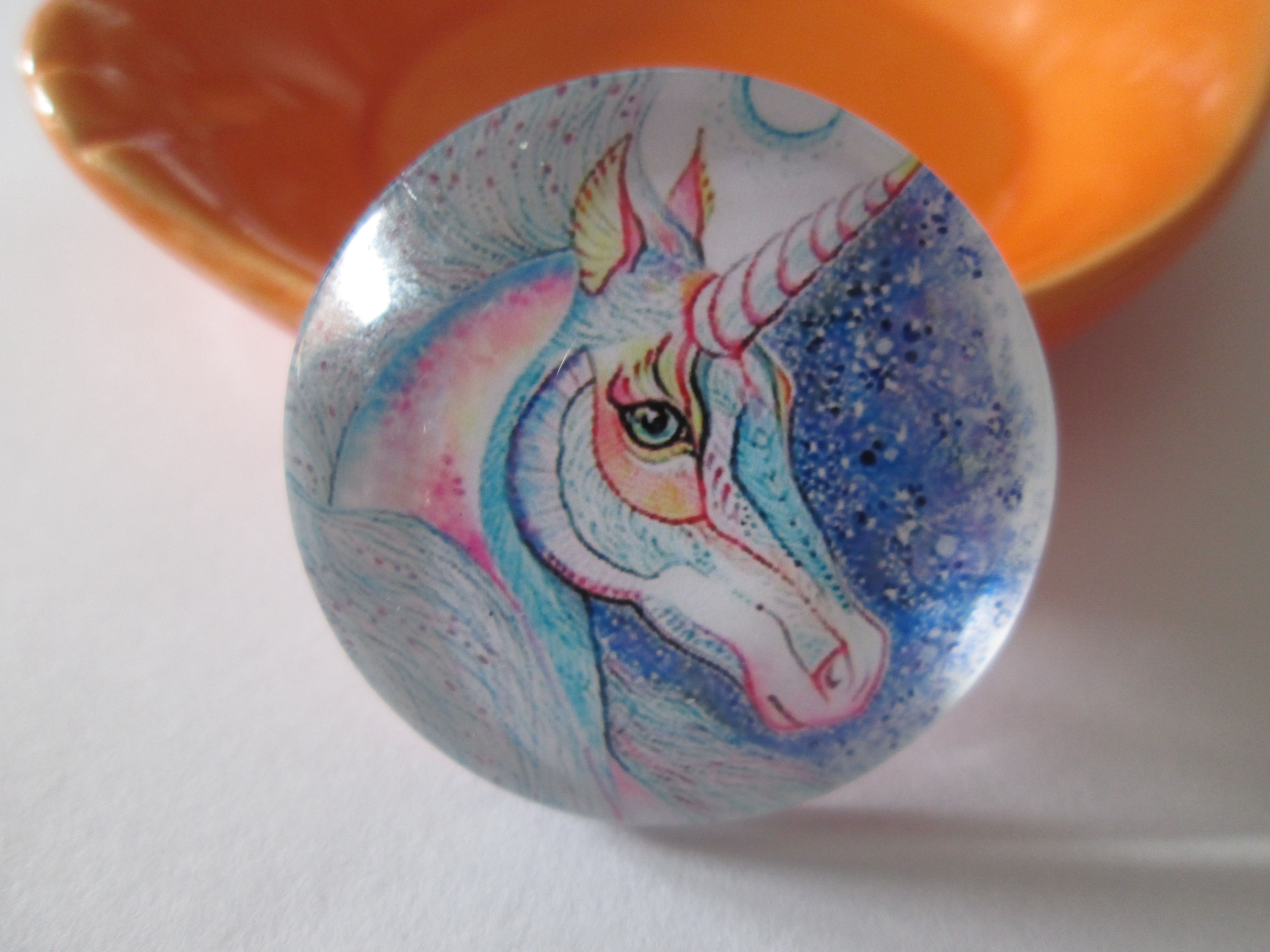 25  mm - cabochon licorne  # 7  - verre imprimé
