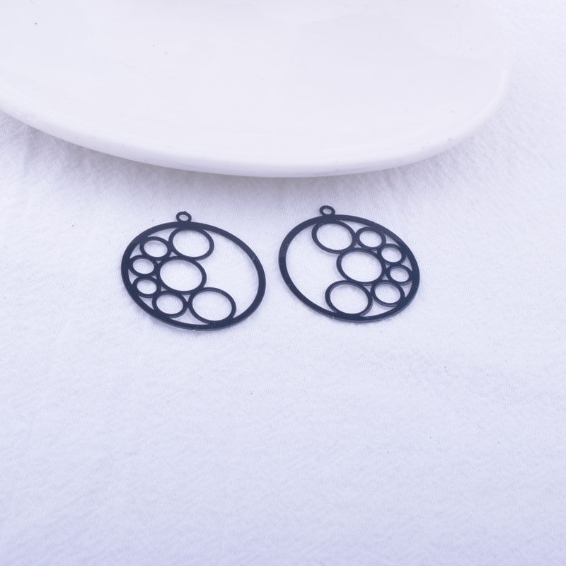 Thumbnail: 2 round prints - 27 x 25 mm - painted brass - 10 colors to choose from