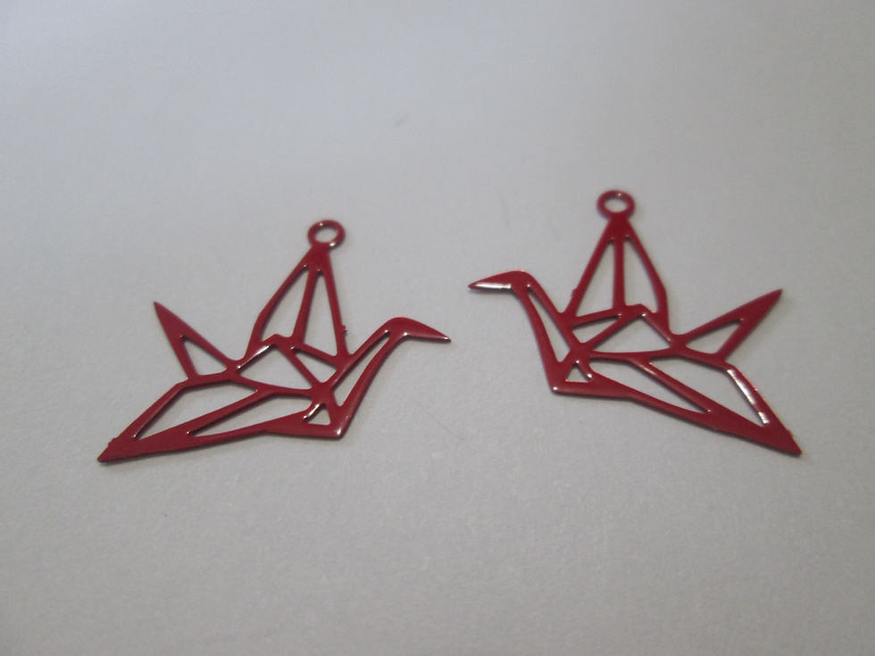 Miniature : 4 estampes grue - 20 x 17 mm - laiton peint - 12 coloris