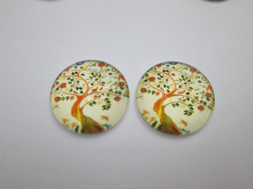 Miniaturbild: 20 mm - 2 cabochons ronds arbre de vie - verre imprimé - 12 modèles