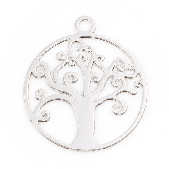 Miniatura: 4 estampes arbre de vie - 16 x 14 mm - 11 coloris - laiton