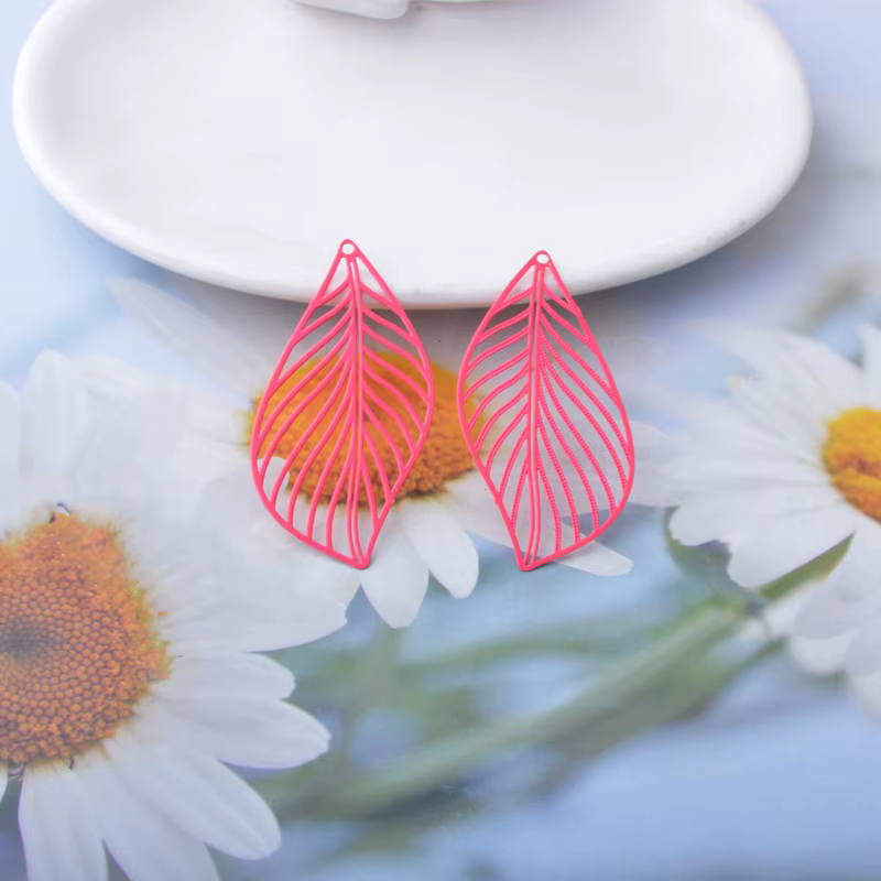 Miniature : 2 estampes feuilles filigranes - 44 x 23 mm - 10 coloris - laiton