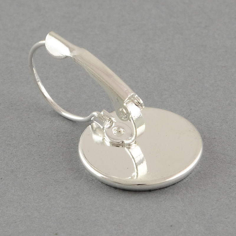 Thumbnail: 20 mm - support boucle d'oreille - dormeuse - cabochon  20 mm - argenté brillant
