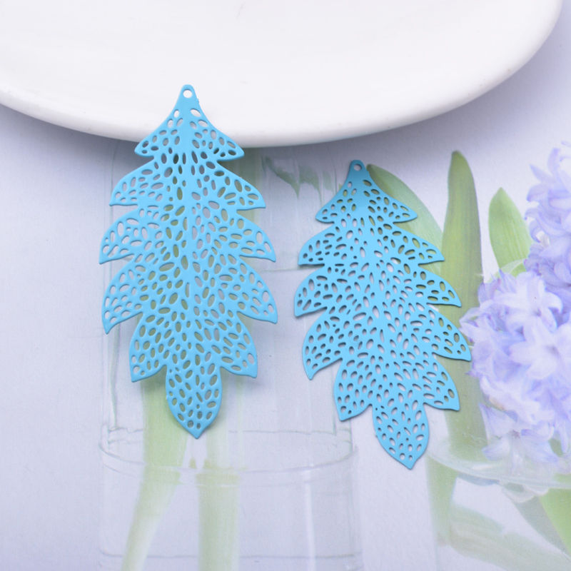 Thumbnail: 2 estampes feuilles filigrane  - 53 x 25 mm - 10 coloris - laiton