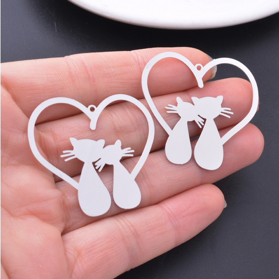 Miniatura: 2 estampes chat - 37 x 35 mm - laiton  - 3 coloris