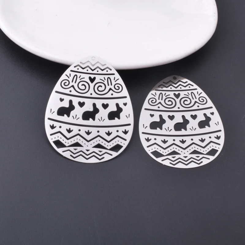 Miniatura: 2 estampes oeuf de Pâques filigranes - 50 x 40  mm - laiton - 10 coloris