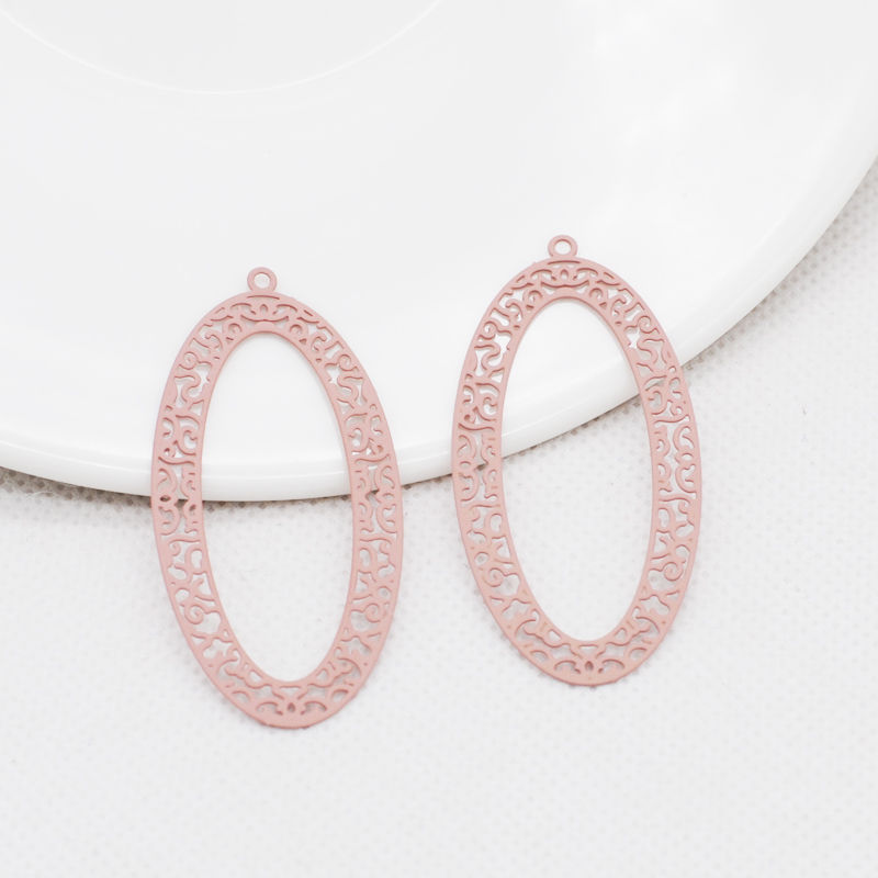 Miniature : 2 estampes ovales  filigrane  - 50 x 24 mm - 12 coloris - laiton