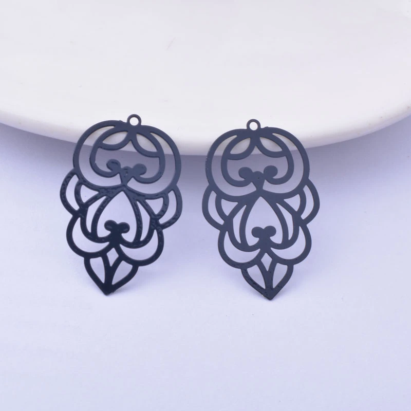 Miniatura: 2 estampes gouttes ajourées arabesques - 30 x 20 mm - laiton - 10 coloris