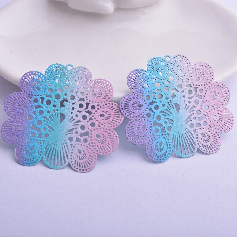Miniaturbild: 2 estampes paon - 44 x 39 mm - laiton peint - 3 coloris