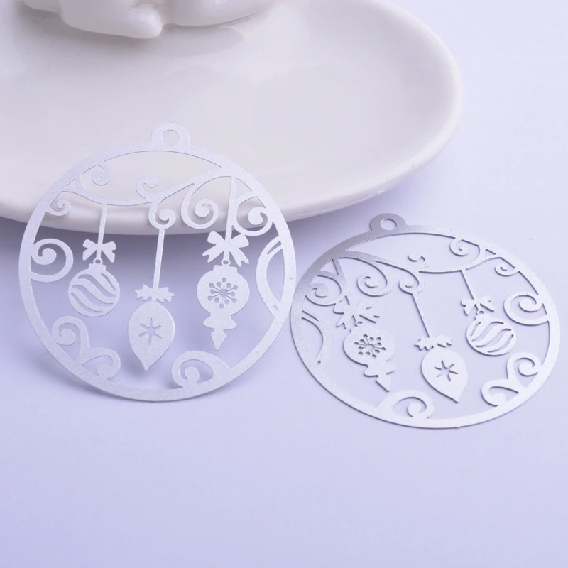 Miniatura: 2 estampes boule de noël - 50 x 47 mm - laiton - 12 coloris