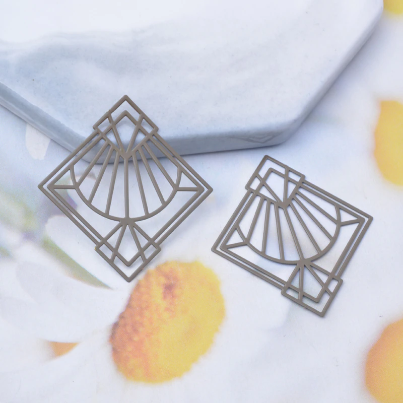 Thumbnail: 2 filigree diamond prints - 35 x 33 mm - 10 colors - brass