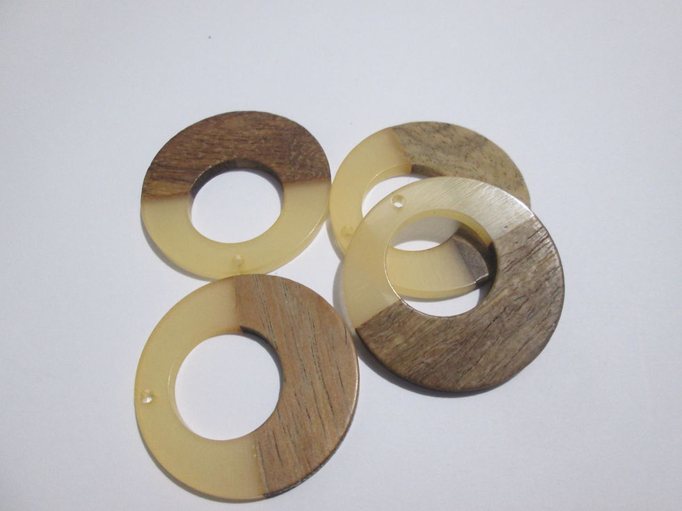 Miniature : 2 pendentifs créoles -  bois et résine - 38 mm - 11 coloris