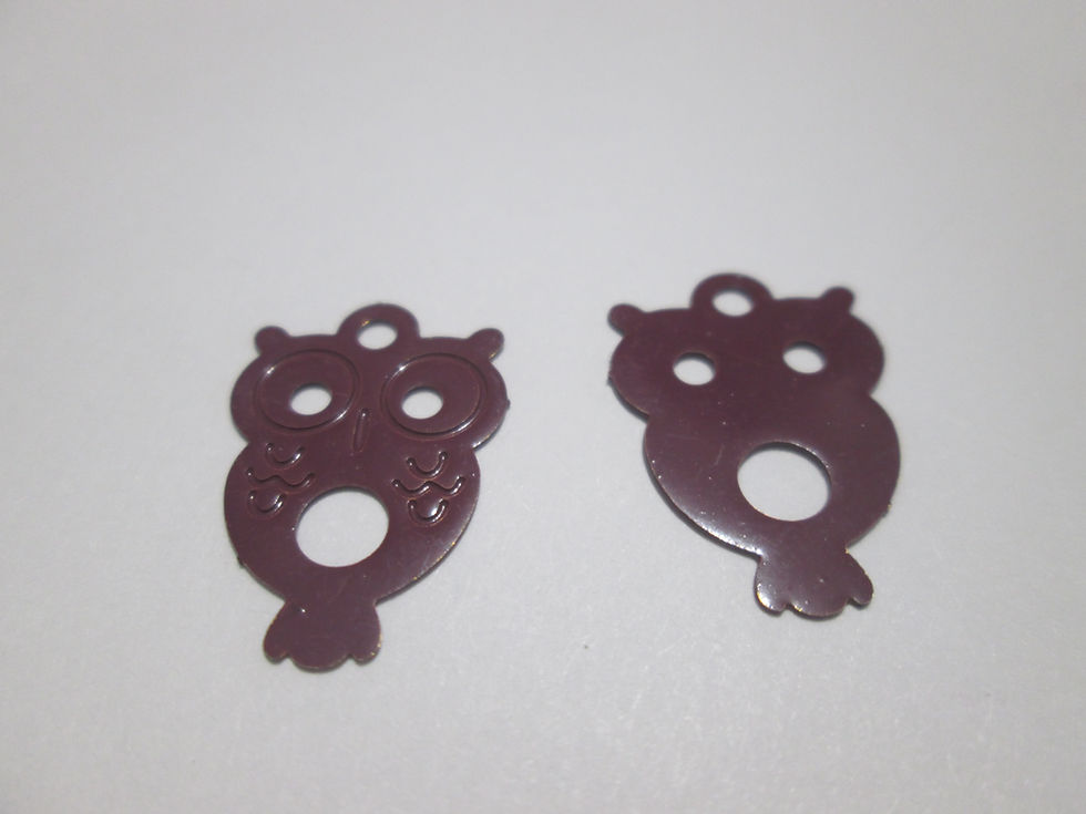 Miniature : 4 estampes  hibou - 18 x 13 mm - laiton - 12 coloris au choix