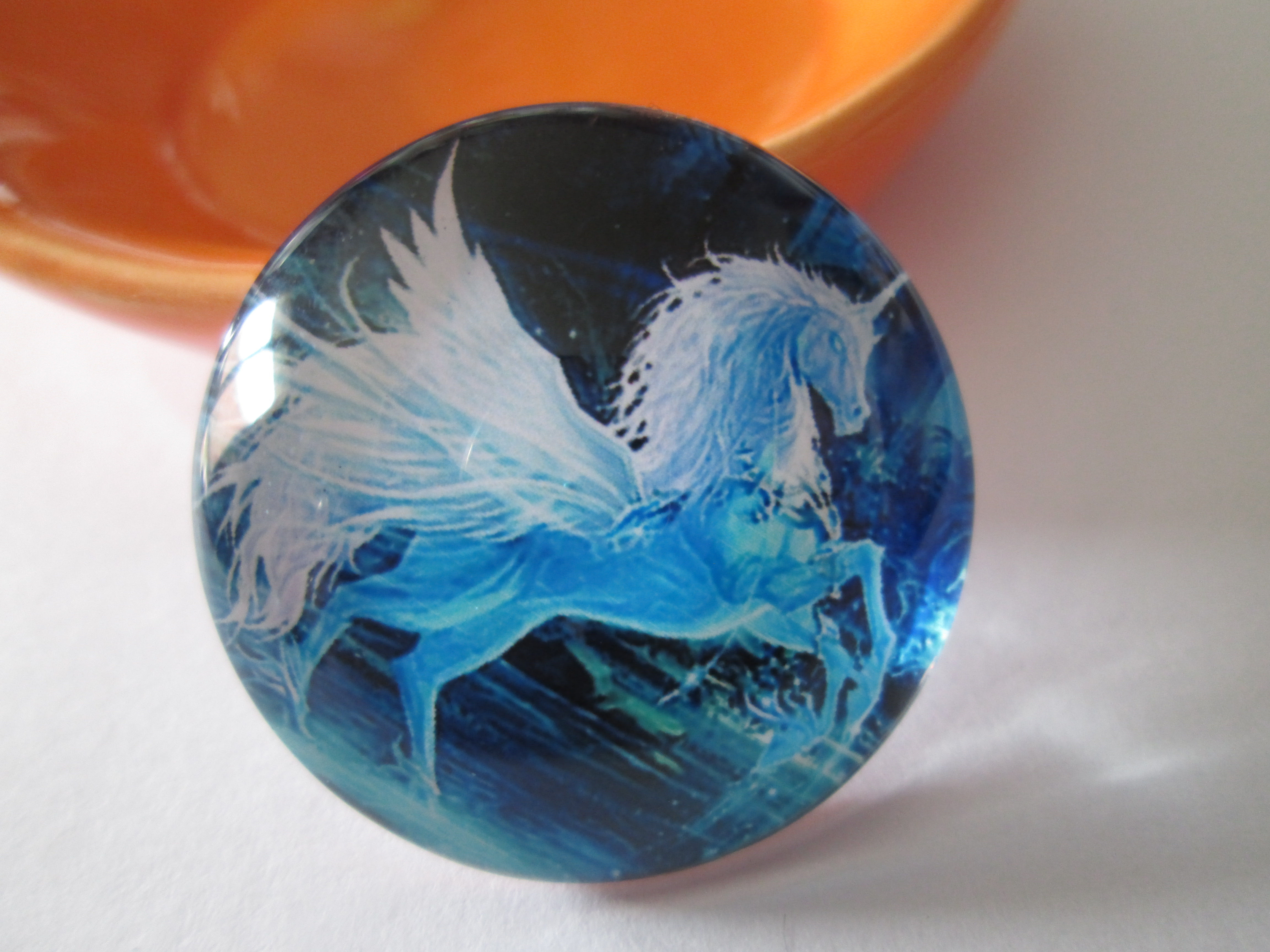 25  mm - cabochon licorne  # 6  - verre imprimé