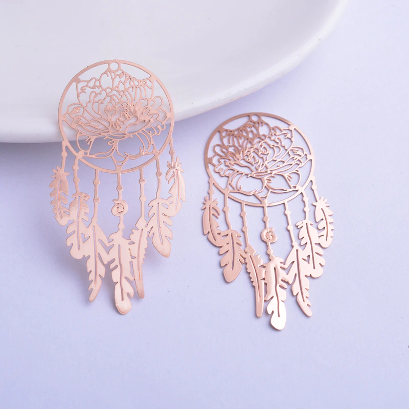 Miniature : 2 estampes attrapes rêves - 48 x 25 mm - laiton peint - 11 coloris