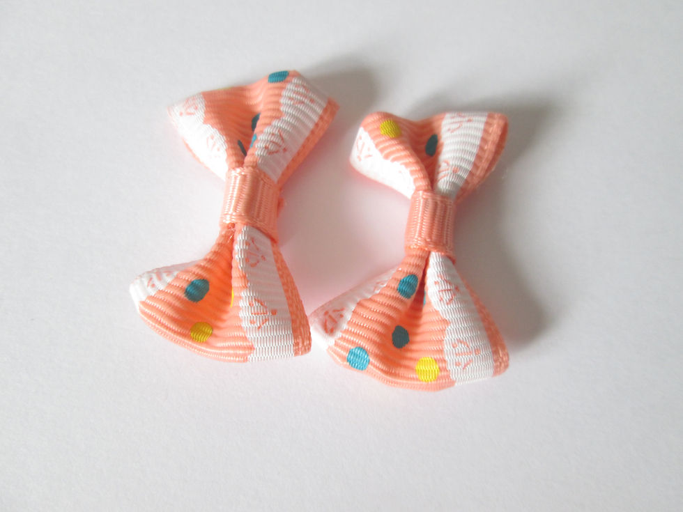 Miniaturbild: 2 noeuds pois et dentelle  - 35 x 25 mm - coton et polyester - 13 coloris
