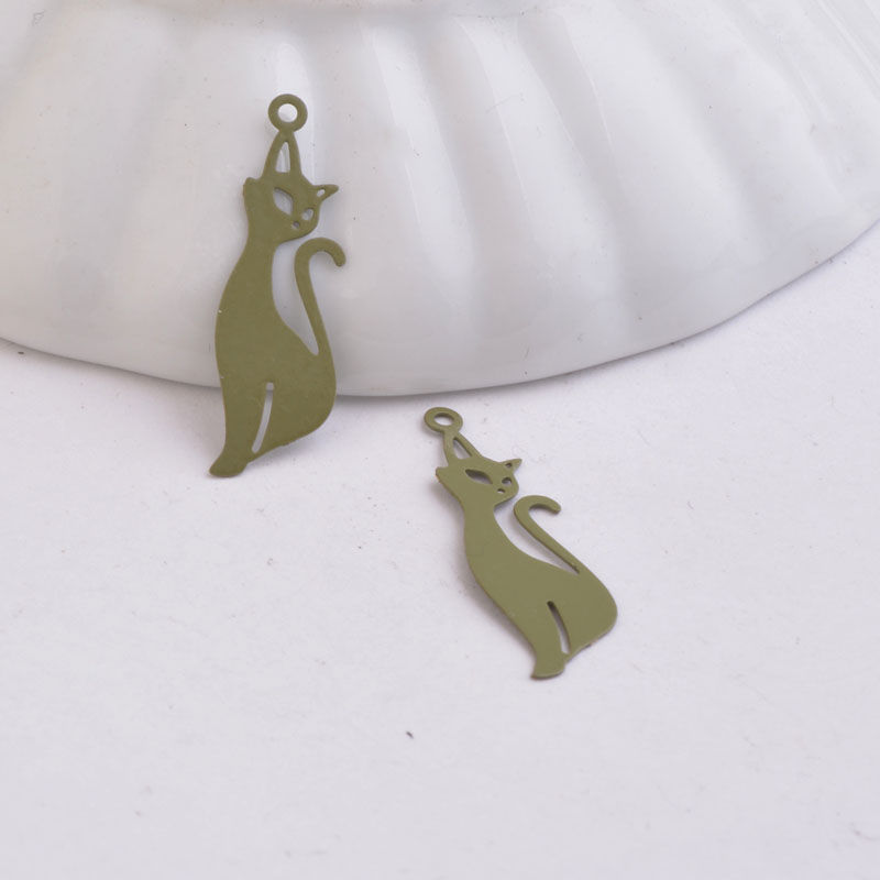 Thumbnail: 4 cat prints - 27 x 9 mm - brass - 12 colors to choose from