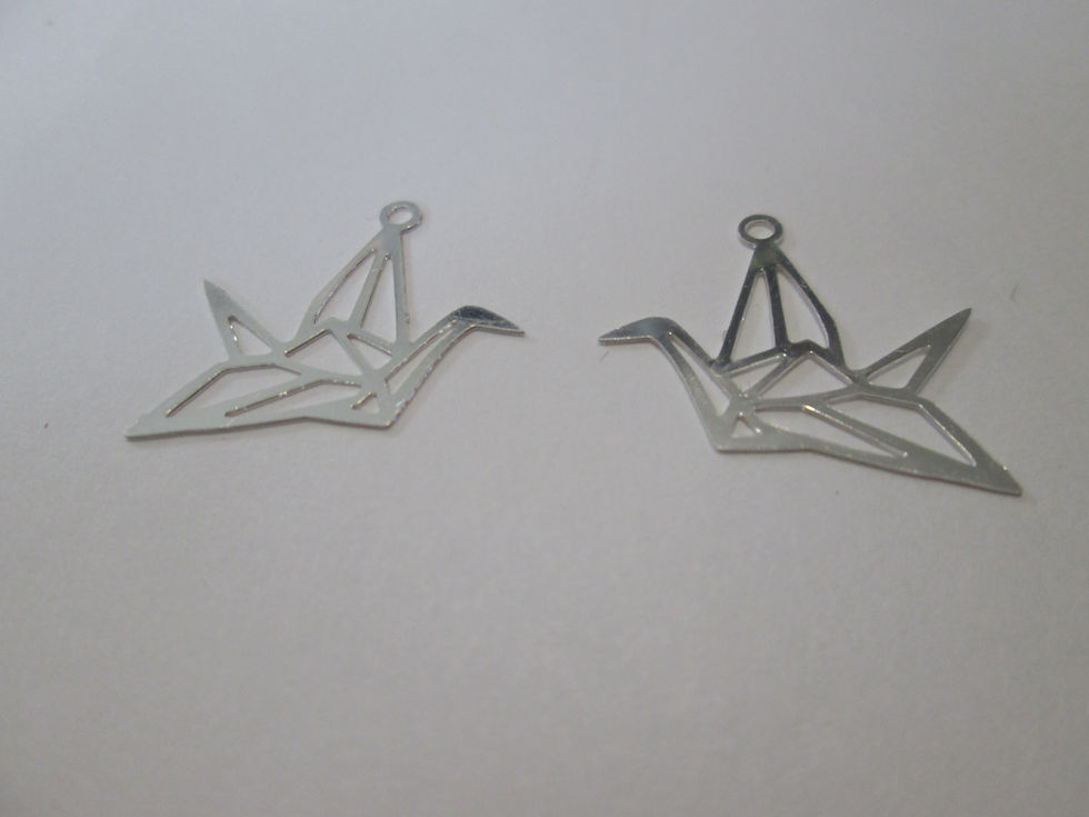 Miniatura: 4 estampes grue - 20 x 17 mm - laiton peint - 12 coloris