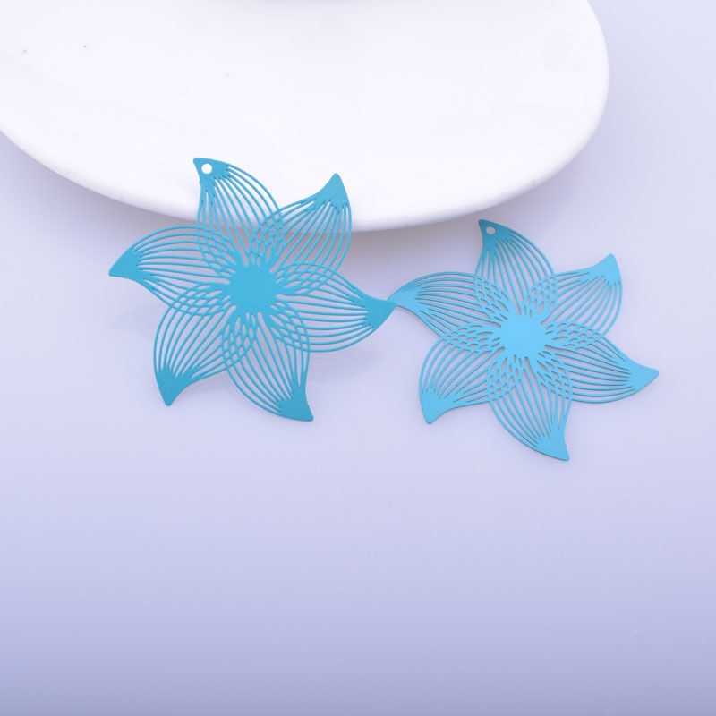 Thumbnail: 2 flower prints - 45 x 40 mm - brass - 12 colors at