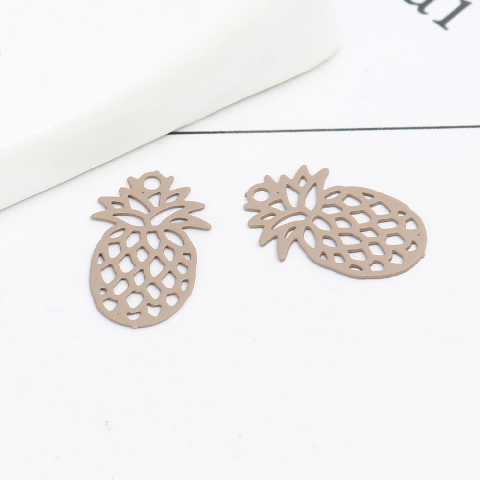 Thumbnail: 10 pineapple prints - 15 x 9 mm - painted brass - 6 colors