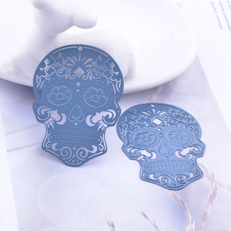 Miniatura: 2 estampes crâne calavera - 46 x 34 mm - laiton -10 coloris au choix