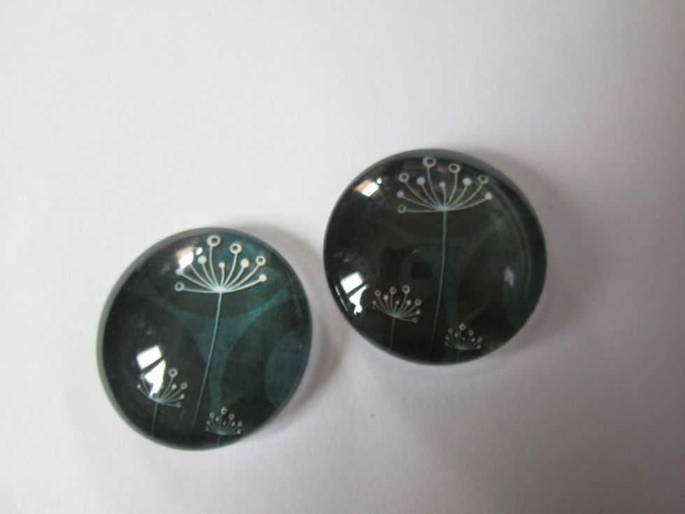 Thumbnail: 20 mm - 2 cabochons verre motif pissenlit - 12 modèles