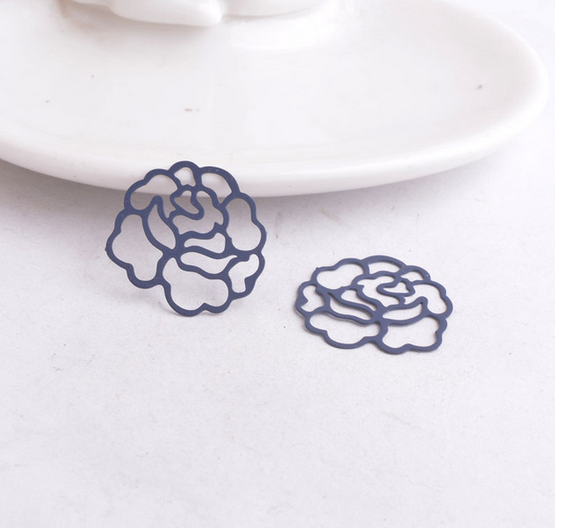 Miniaturbild: 2 estampes rose - 24 x 25 mm - laiton - 11 coloris