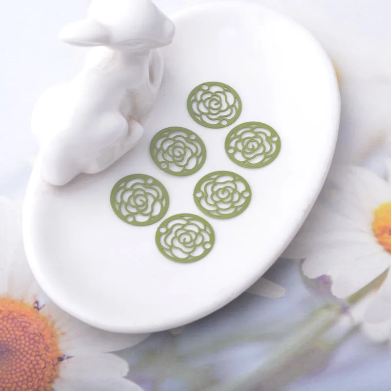 Thumbnail: 4 estampes connecteurs fleurs - 15 mm - 10 coloris - laiton