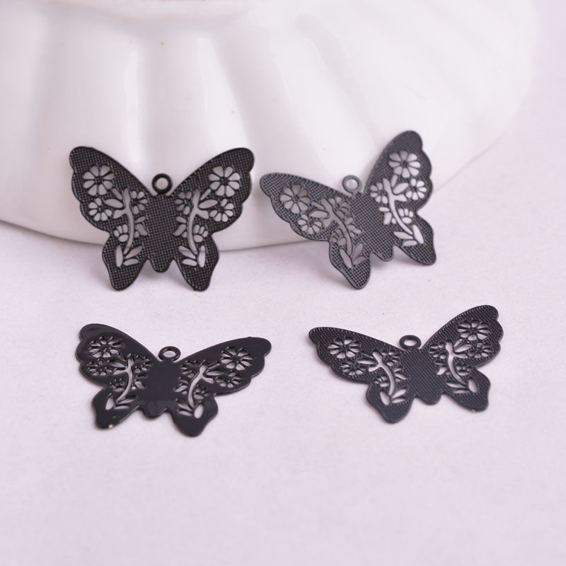 Miniatura: 2 estampes papillons - 20 x 16 mm - laiton peint - 5 coloris