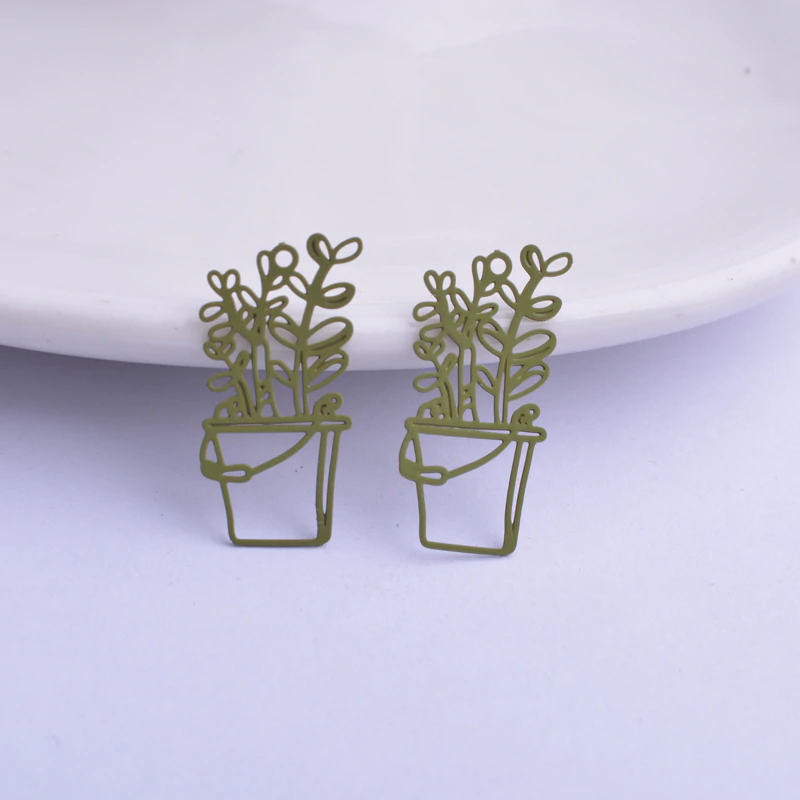 Miniatura: 4 estampes fleurs - pot  de thym  - 23 x 12 mm - laiton - 10 coloris au choix