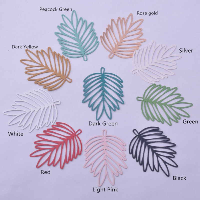 2 phoenix leaf prints 38 x 28 mm - painted brass - 10 colors a