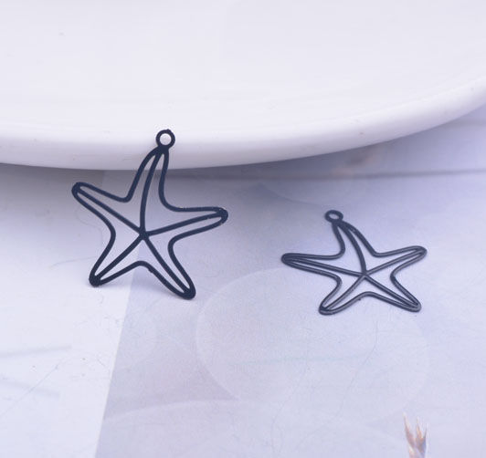 Thumbnail: 4 starfish prints - 19 x 18 mm - painted brass - 8 colors