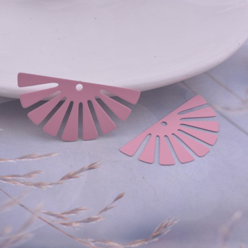 Miniatura: 2 estampes éventail - 35 x 18 mm  - laiton peint -  10 coloris