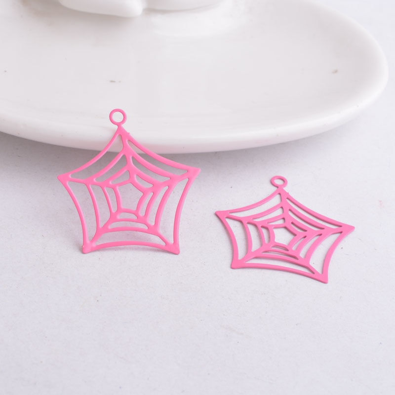 Thumbnail: 2 spider web prints - 30 x 30 mm - painted brass - 10 colors