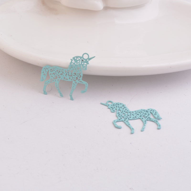 Miniatura: 2 estampes licorne - 27 x 20 mm - laiton - 10 coloris